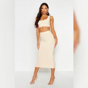 Silk Double Layer Square Neck/Midaxi Co-Ord Set